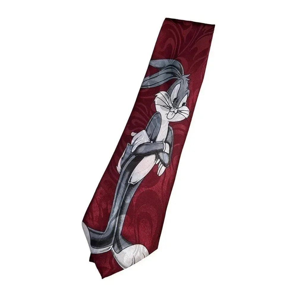 Gold City Handmade Burgundy Looney Tunes Bugs Bunny Neckwear Tie